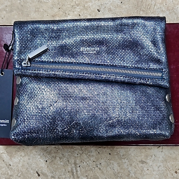 Hammitt grey Convertible from clutch to crossbody bag with card holder wallet